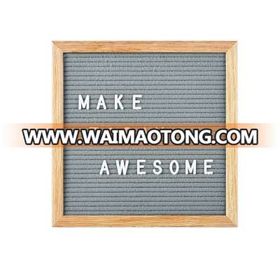 Hot Sale Oak Frame Gray Felt Letter Board Message Board With Wood Stand For Convenience Store